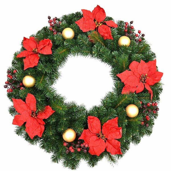 Configuracion Celebrations LED Prelit Clear & Warm White Decorated Poinsettia Wreath, 4PK CO2739833